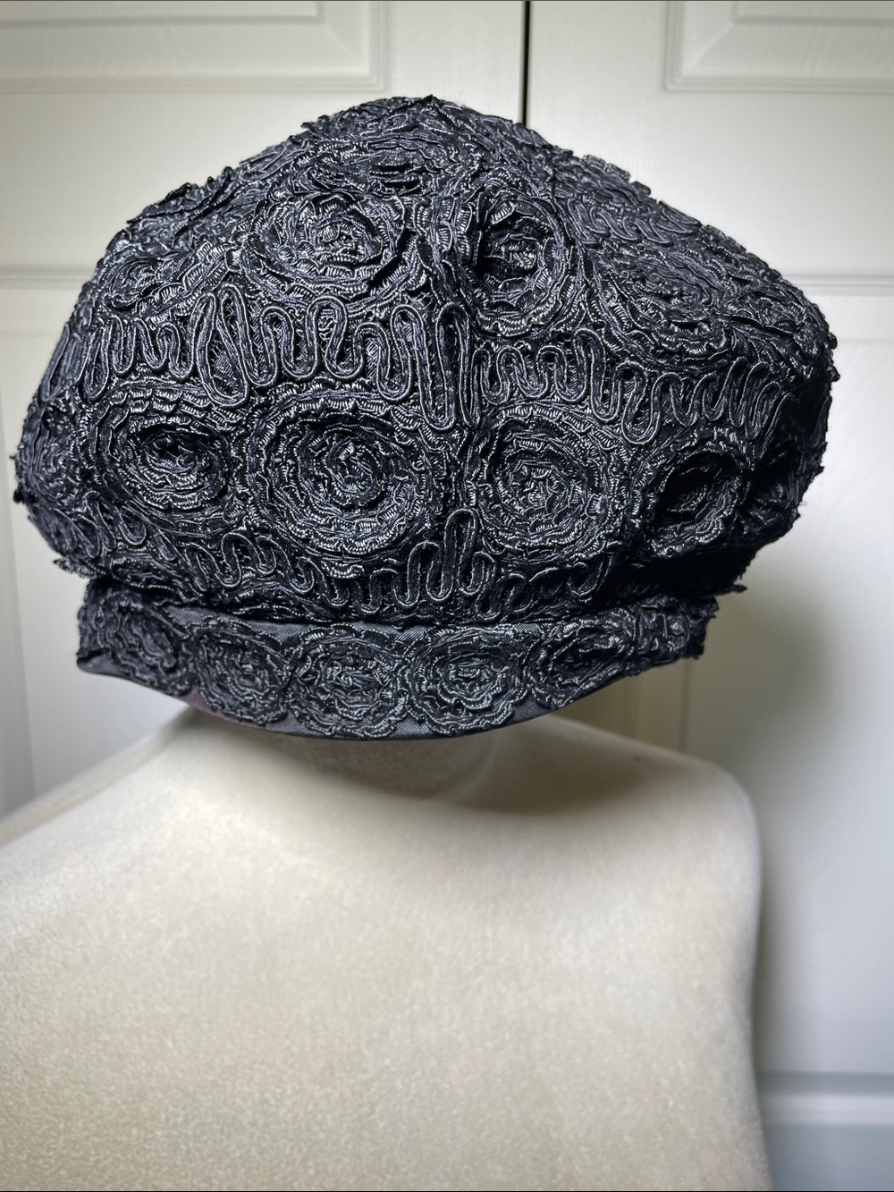 Vintage‎ Bullock’s Los Angeles Pasadena Mid-century Black Cocktail Hat 1950s